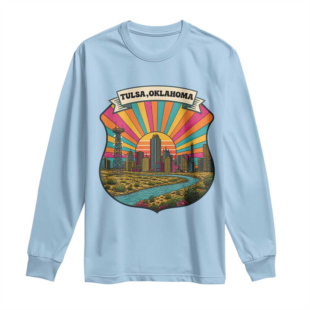 Route Highway 66 Tulsa Oklahoma Long Sleeve Shirt Mother Road Travel Gift TS12 Light Blue Print Your Wear
