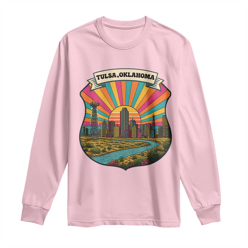 Route Highway 66 Tulsa Oklahoma Long Sleeve Shirt Mother Road Travel Gift TS12 Light Pink Print Your Wear