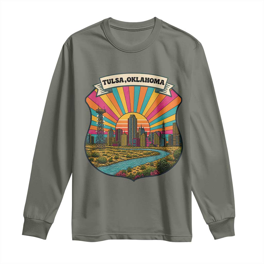 Route Highway 66 Tulsa Oklahoma Long Sleeve Shirt Mother Road Travel Gift TS12 Military Green Print Your Wear