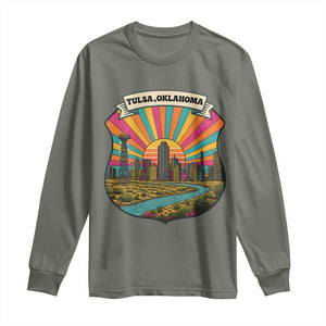 Route Highway 66 Tulsa Oklahoma Long Sleeve Shirt Mother Road Travel Gift TS12 Military Green Print Your Wear