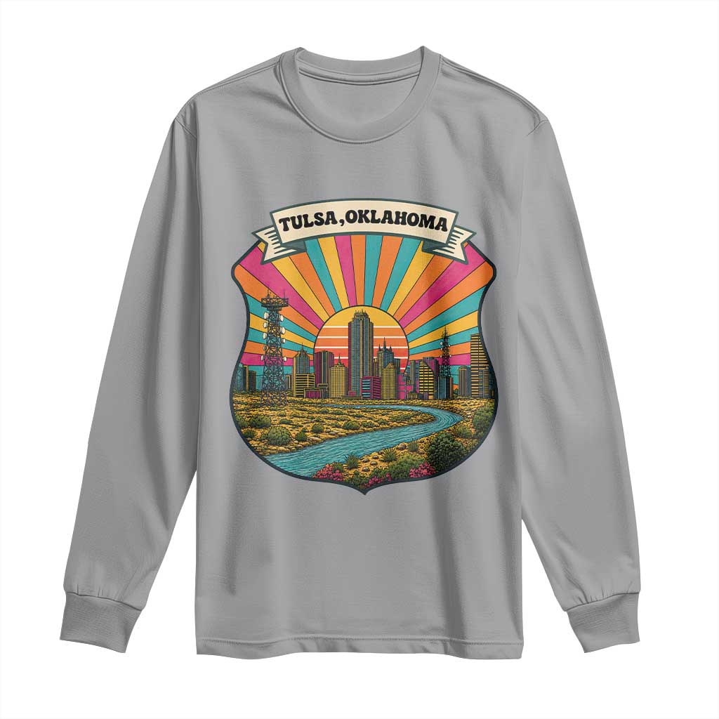 Route Highway 66 Tulsa Oklahoma Long Sleeve Shirt Mother Road Travel Gift TS12 Sport Gray Print Your Wear