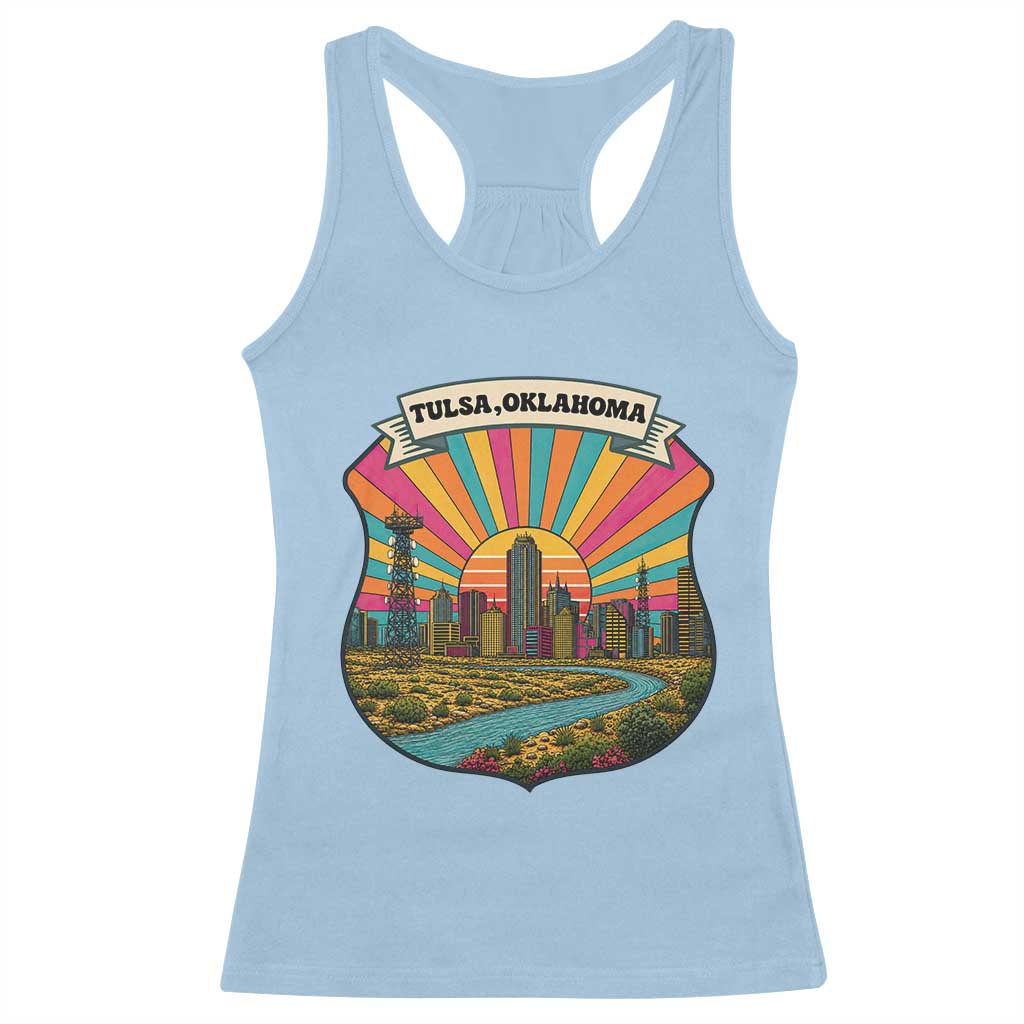 Route Highway 66 Tulsa Oklahoma Racerback Tank Top Mother Road Travel Gift TS12 Light Blue Print Your Wear