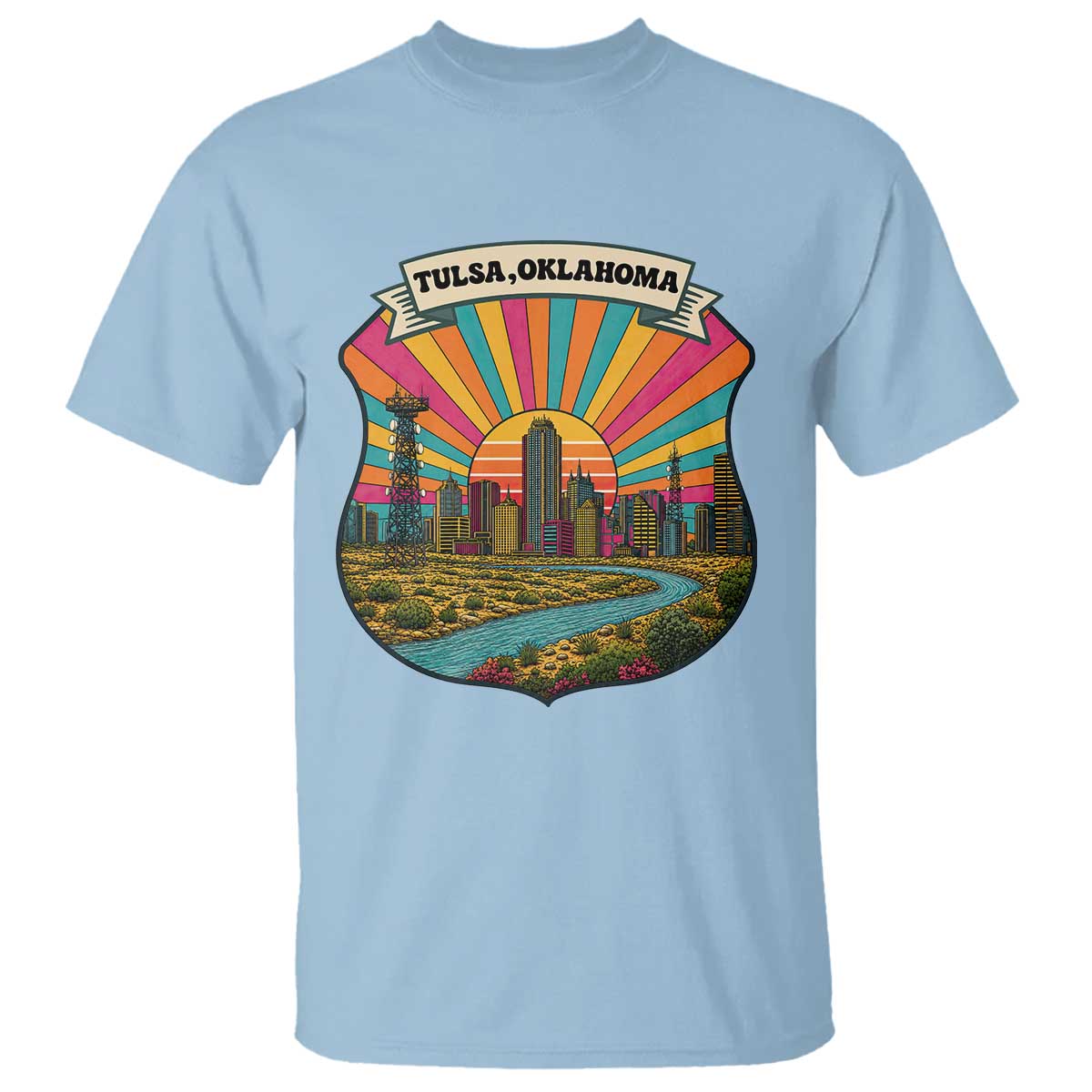 Route Highway 66 Tulsa Oklahoma T Shirt Mother Road Travel Gift TS12 Light Blue Print Your Wear