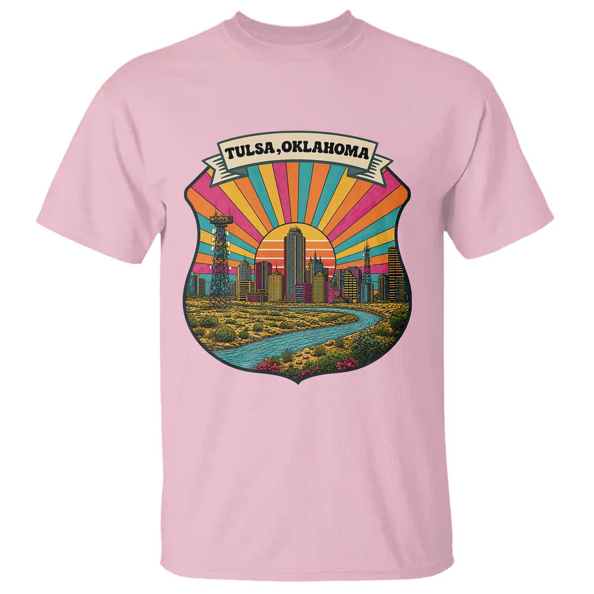 Route Highway 66 Tulsa Oklahoma T Shirt Mother Road Travel Gift TS12 Light Pink Print Your Wear