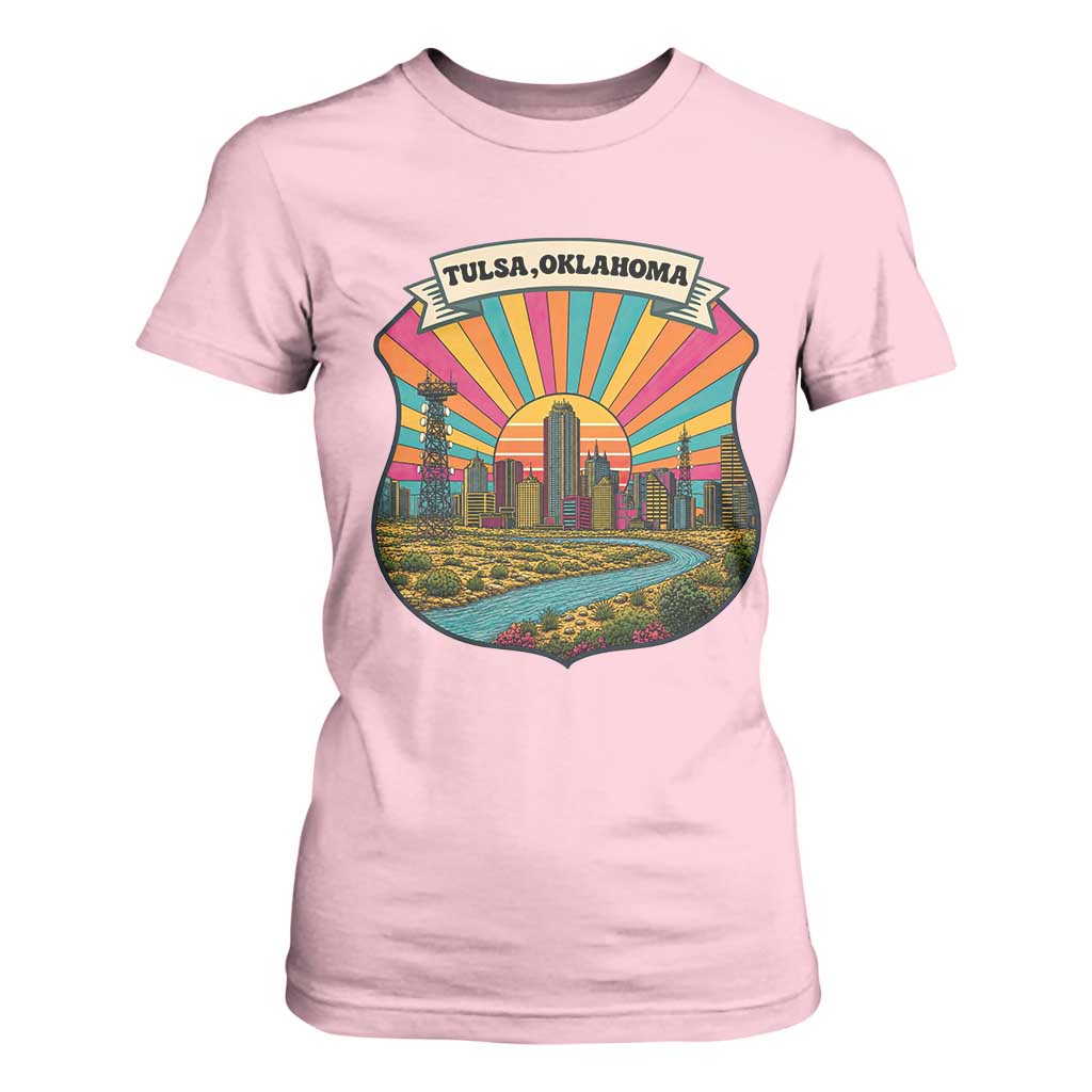 Route Highway 66 Tulsa Oklahoma T Shirt For Women Mother Road Travel Gift TS12 Light Pink Print Your Wear