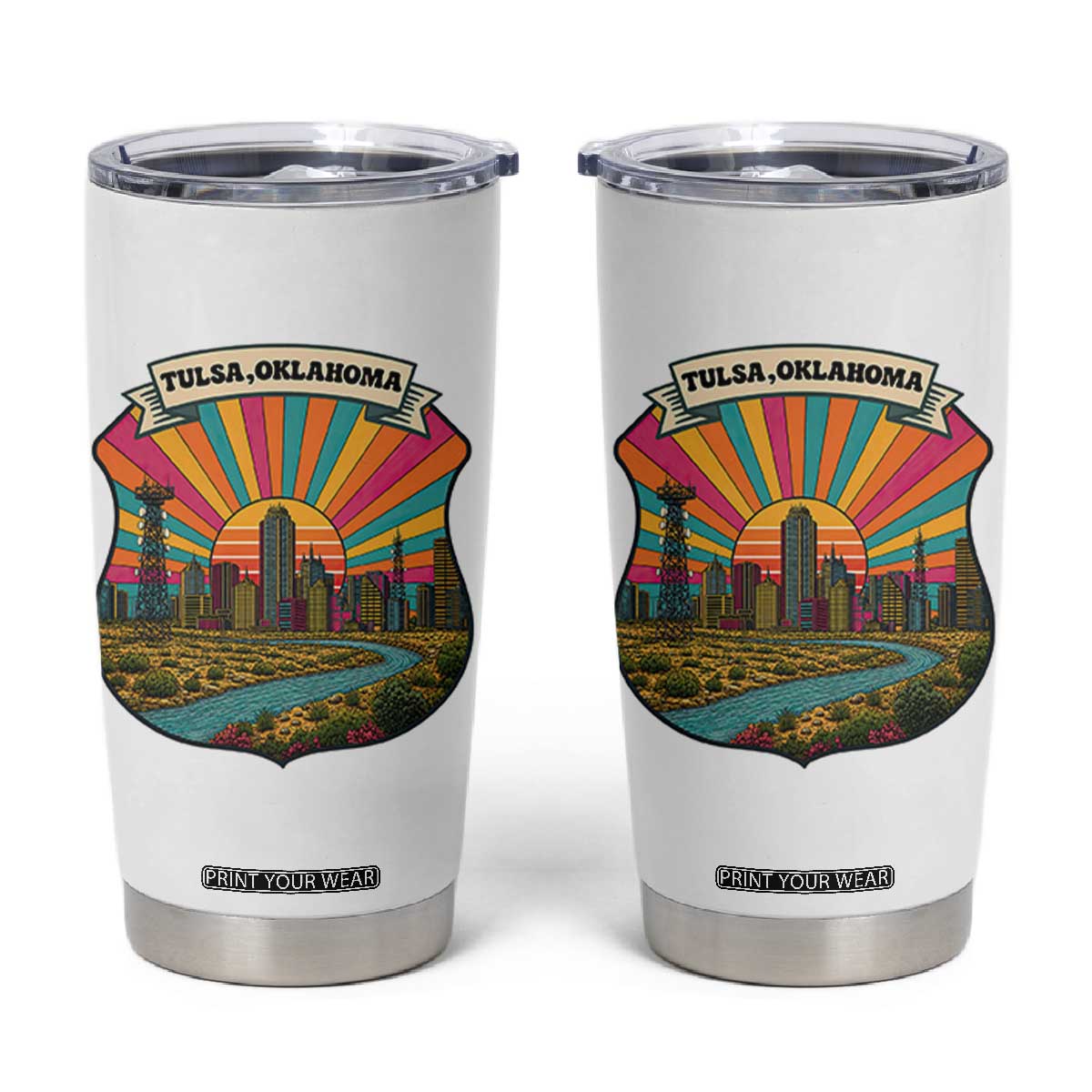 Route Highway 66 Tulsa Oklahoma Tumbler Cup Mother Road Travel Gift TS12 White Print Your Wear