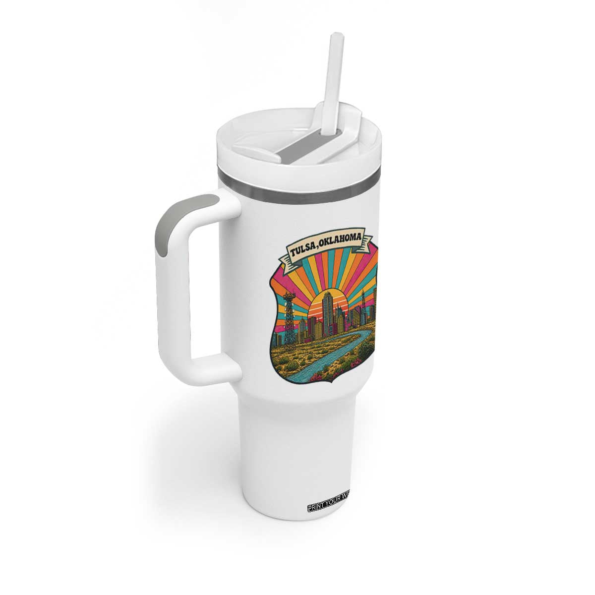 Route Highway 66 Tulsa Oklahoma Tumbler With Handle Mother Road Travel Gift TS12 Print Your Wear