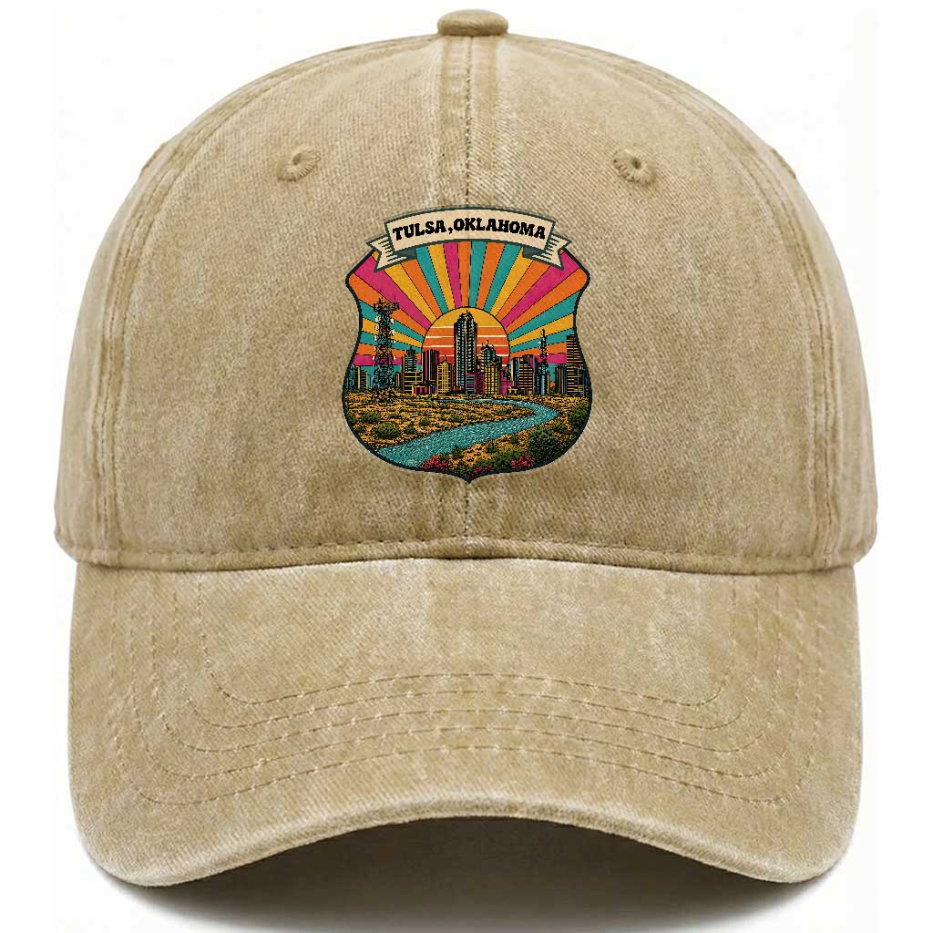 Route Highway 66 Tulsa Oklahoma Washed Cotton Baseball Cap Mother Road Travel Gift