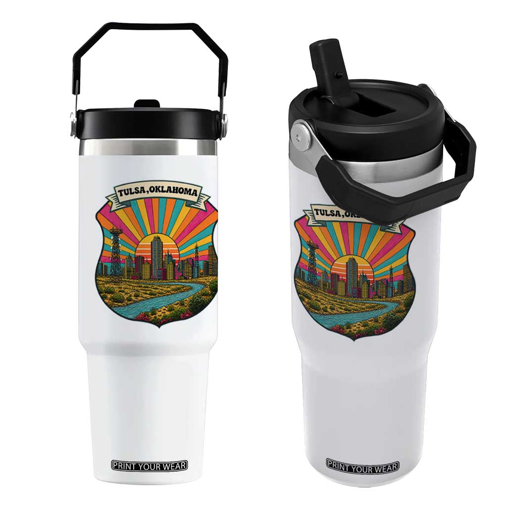Route Highway 66 Tulsa Oklahoma Flip Straw Tumbler Mother Road Travel Gift TS12 One Size: 30 oz White Print Your Wear