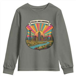 Route Highway 66 Tulsa Oklahoma Youth Sweatshirt Mother Road Travel Gift TS12 Military Green Print Your Wear