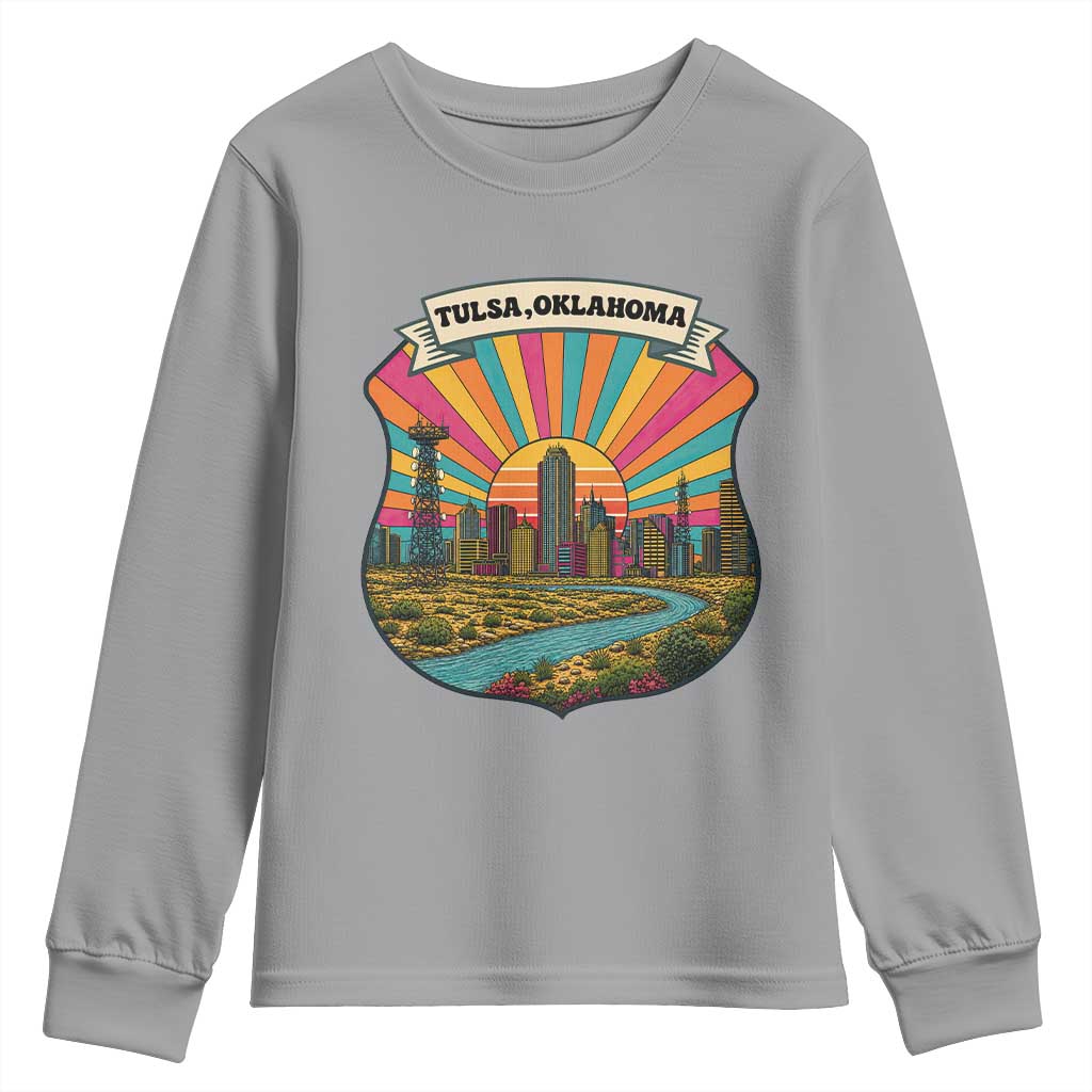 Route Highway 66 Tulsa Oklahoma Youth Sweatshirt Mother Road Travel Gift TS12 Sport Gray Print Your Wear