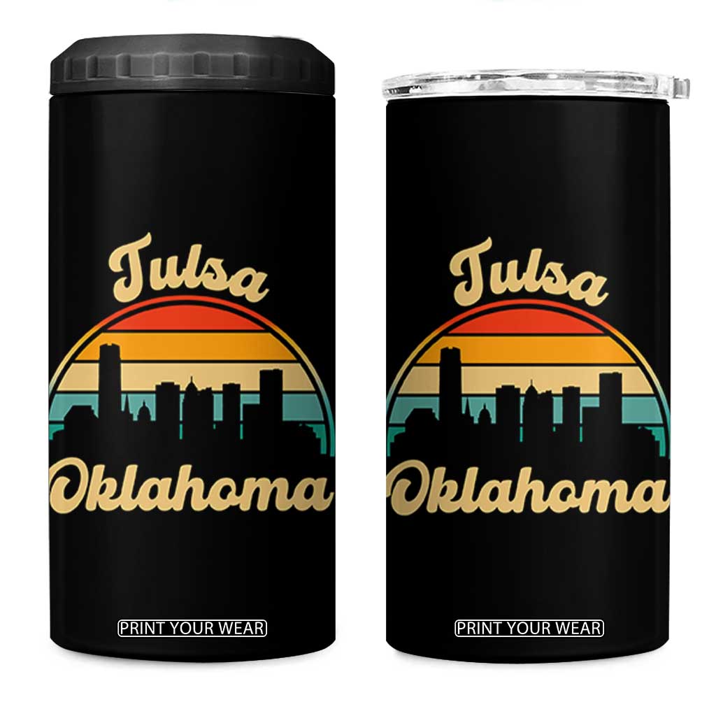 Vintage Tulsa Oklahoma Pride 4 in 1 Can Cooler Tumbler Proud Oklahoman Gift TS12 One Size: 16 oz Black Print Your Wear