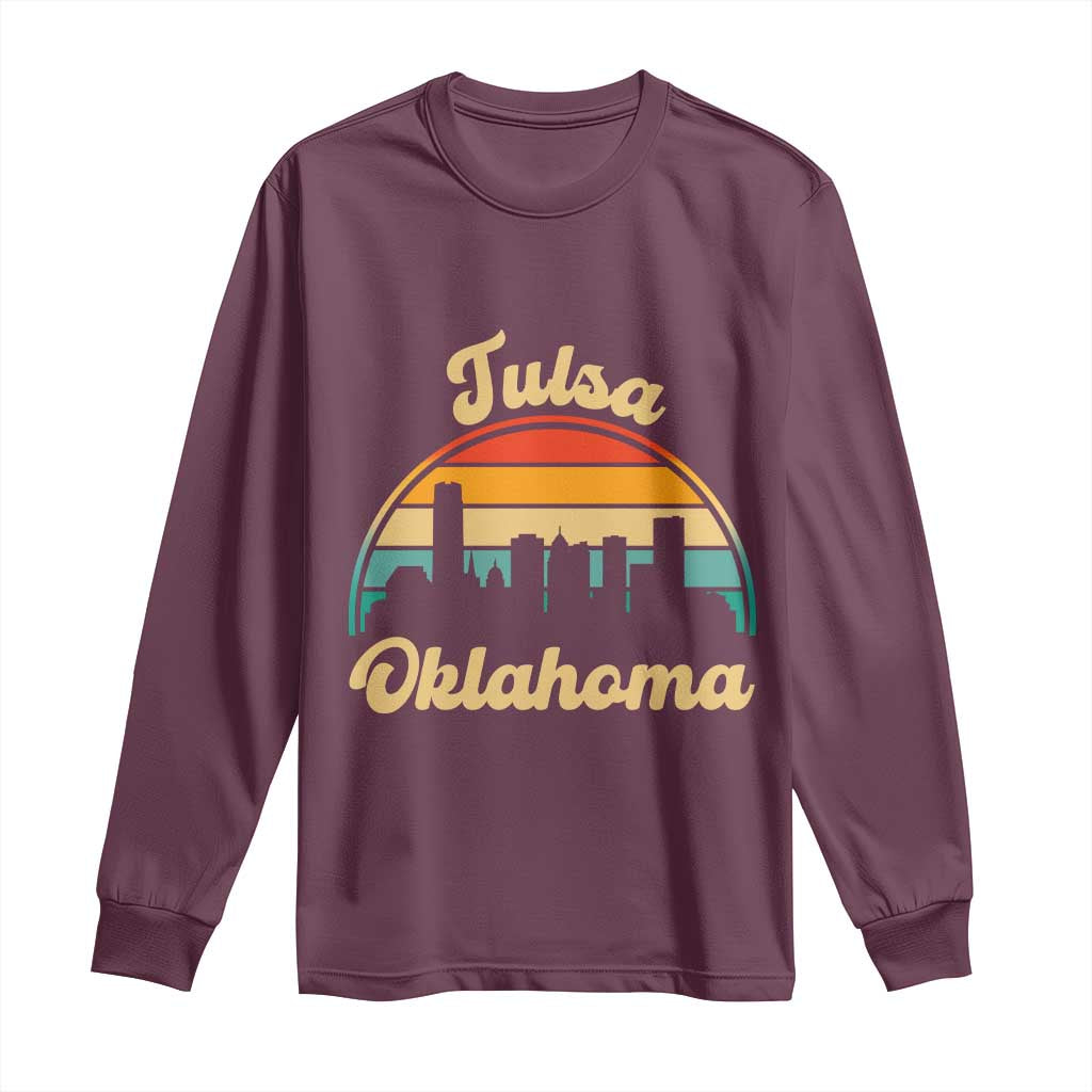 Vintage Tulsa Oklahoma Pride Long Sleeve Shirt Proud Oklahoman Gift TS12 Maroon Print Your Wear