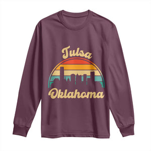 Vintage Tulsa Oklahoma Pride Long Sleeve Shirt Proud Oklahoman Gift TS12 Maroon Print Your Wear