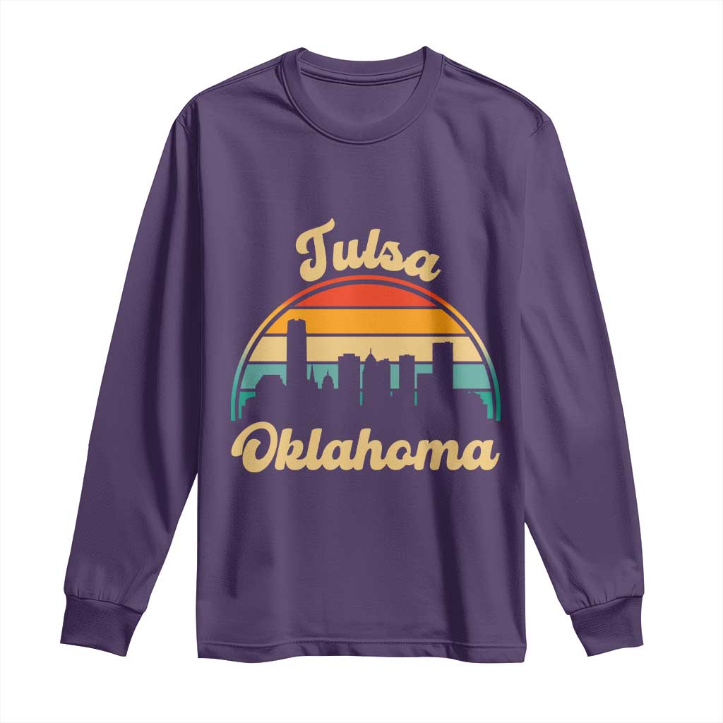 Vintage Tulsa Oklahoma Pride Long Sleeve Shirt Proud Oklahoman Gift TS12 Purple Print Your Wear