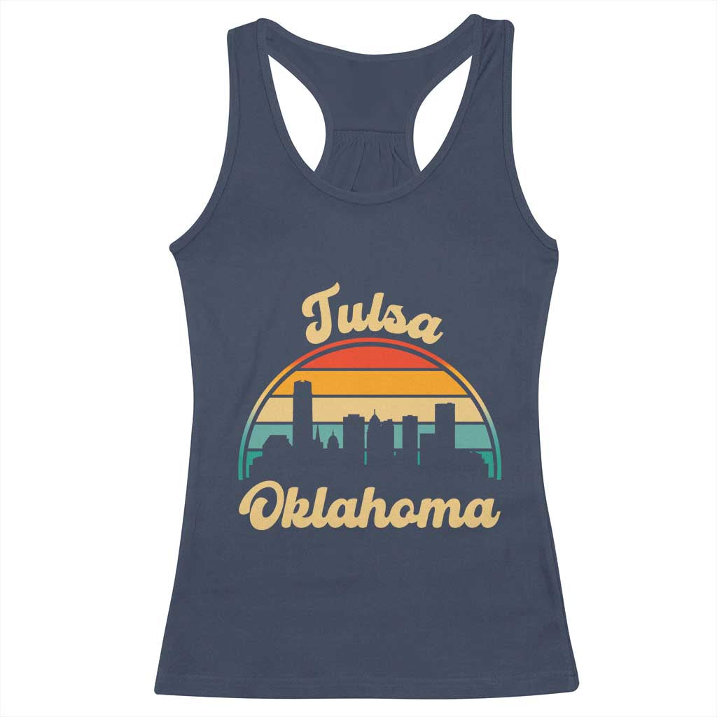Vintage Tulsa Oklahoma Pride Racerback Tank Top Proud Oklahoman Gift TS12 Navy Print Your Wear