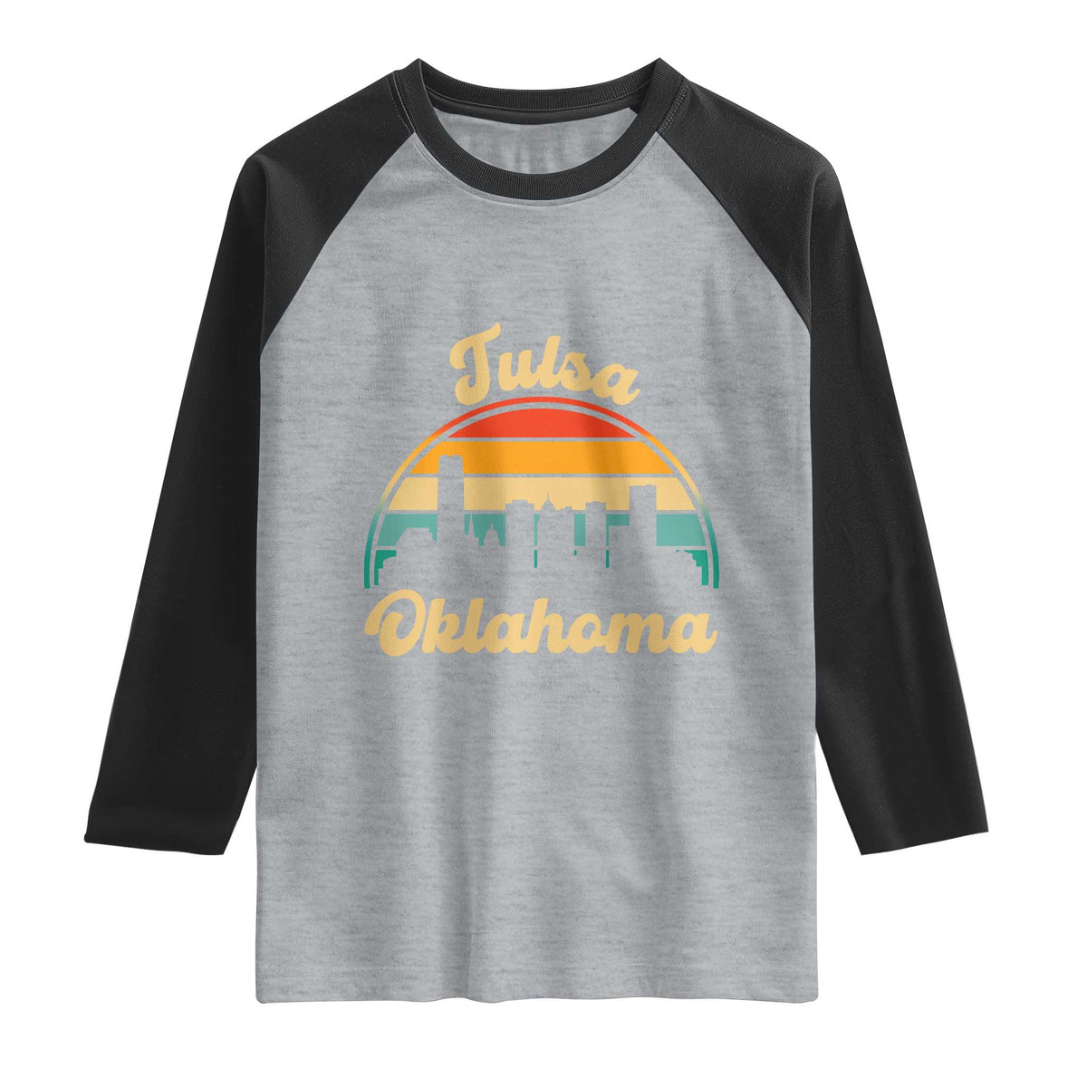 Vintage Tulsa Oklahoma Pride Raglan Shirt Proud Oklahoman Gift TS12 Heather Gray Black Print Your Wear