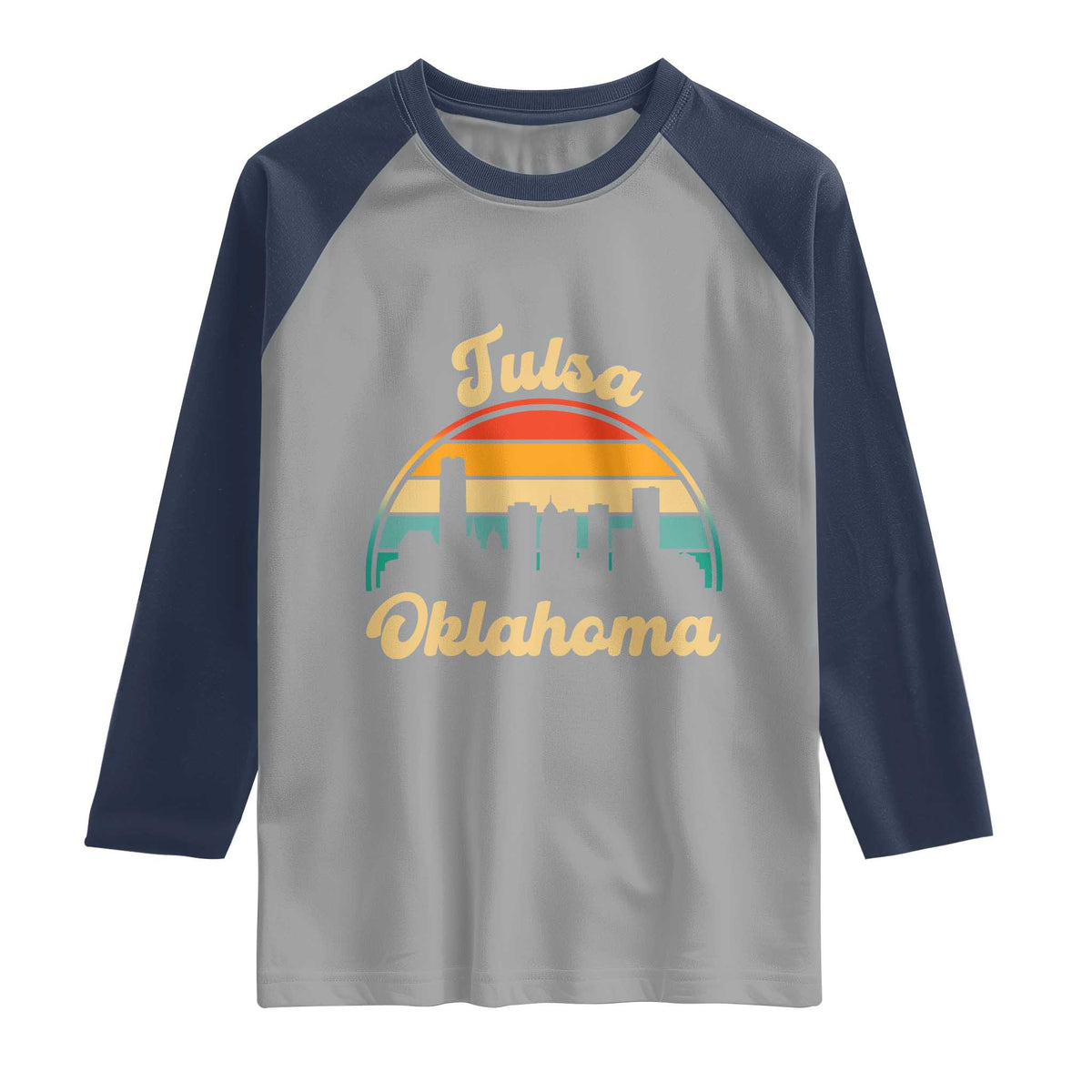 Vintage Tulsa Oklahoma Pride Raglan Shirt Proud Oklahoman Gift TS12 Sport Gray Navy Print Your Wear