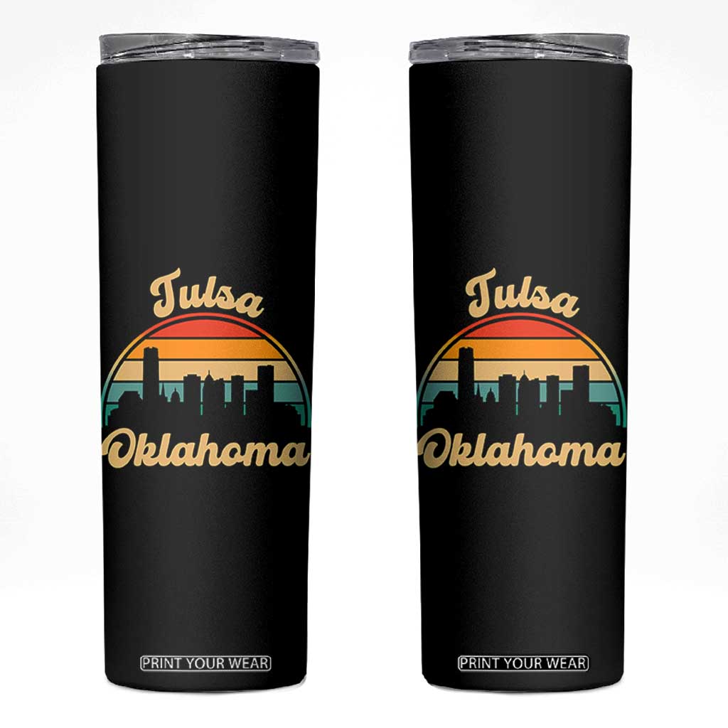 Vintage Tulsa Oklahoma Pride Skinny Tumbler Proud Oklahoman Gift TS12 Black Print Your Wear