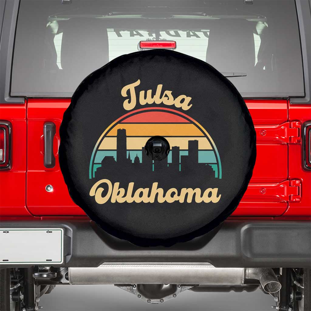 Vintage Tulsa Oklahoma Pride Spare Tire Cover Proud Oklahoman Gift TS12 Black Print Your Wear