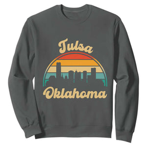 Vintage Tulsa Oklahoma Pride Sweatshirt Proud Oklahoman Gift TS12 Dark Heather Print Your Wear