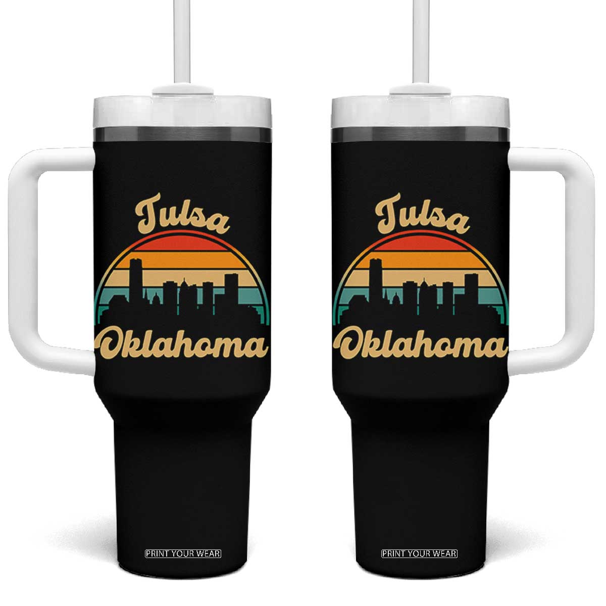 Vintage Tulsa Oklahoma Pride Tumbler With Handle Proud Oklahoman Gift TS12 One Size: 40 oz Black Print Your Wear