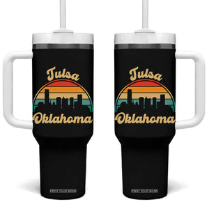 Vintage Tulsa Oklahoma Pride Tumbler With Handle Proud Oklahoman Gift TS12 One Size: 40 oz Black Print Your Wear