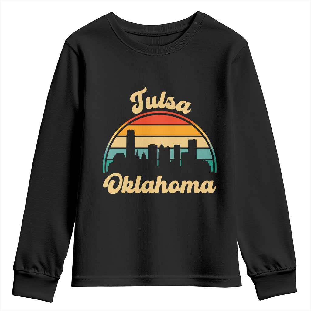 Vintage Tulsa Oklahoma Pride Youth Sweatshirt Proud Oklahoman Gift TS12 Black Print Your Wear