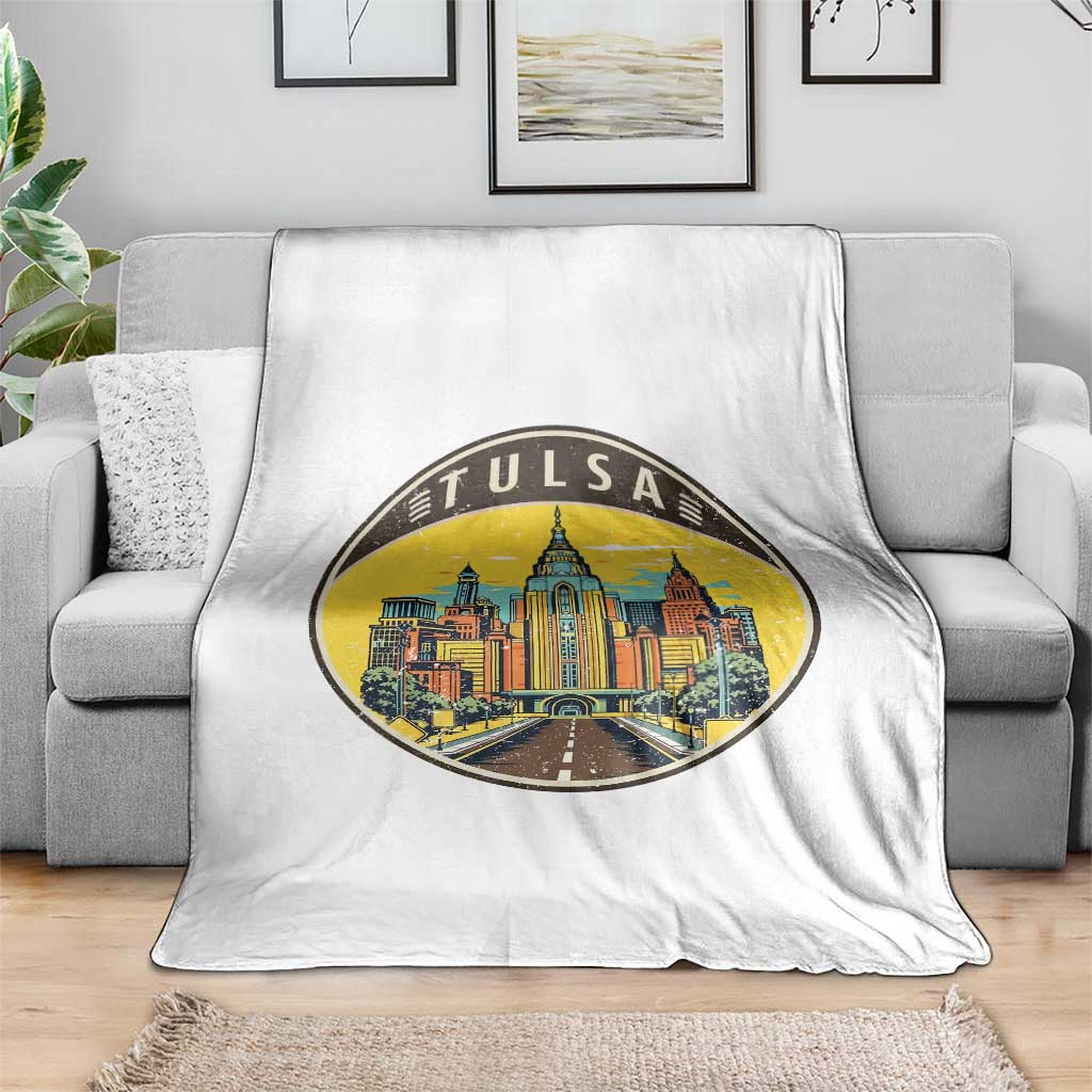Vintage Tulsa Oklahoma Cityscape Pride Throw Blanket TS12 Print Your Wear