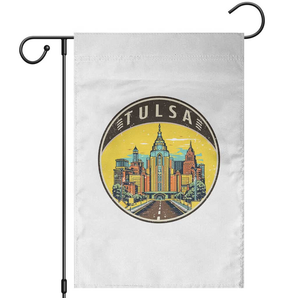 Vintage Tulsa Oklahoma Cityscape Pride Garden Flag TS12 White Print Your Wear