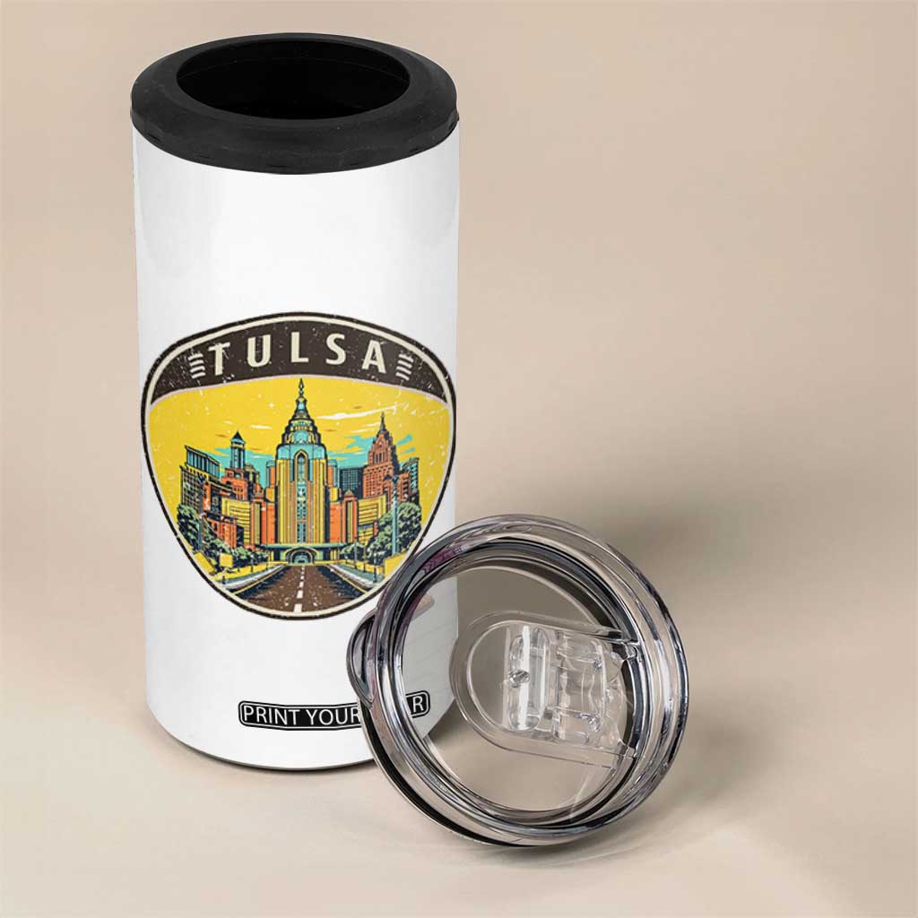 Vintage Tulsa Oklahoma Cityscape Pride 4 in 1 Can Cooler Tumbler TS12 Print Your Wear