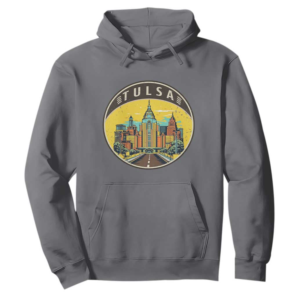Vintage Tulsa Oklahoma Cityscape Pride Hoodie TS12 Charcoal Print Your Wear