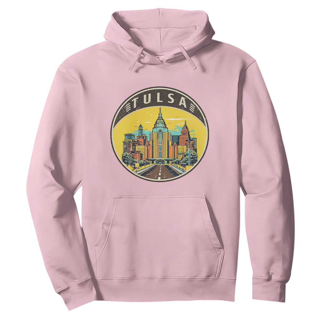 Vintage Tulsa Oklahoma Cityscape Pride Hoodie TS12 Light Pink Print Your Wear