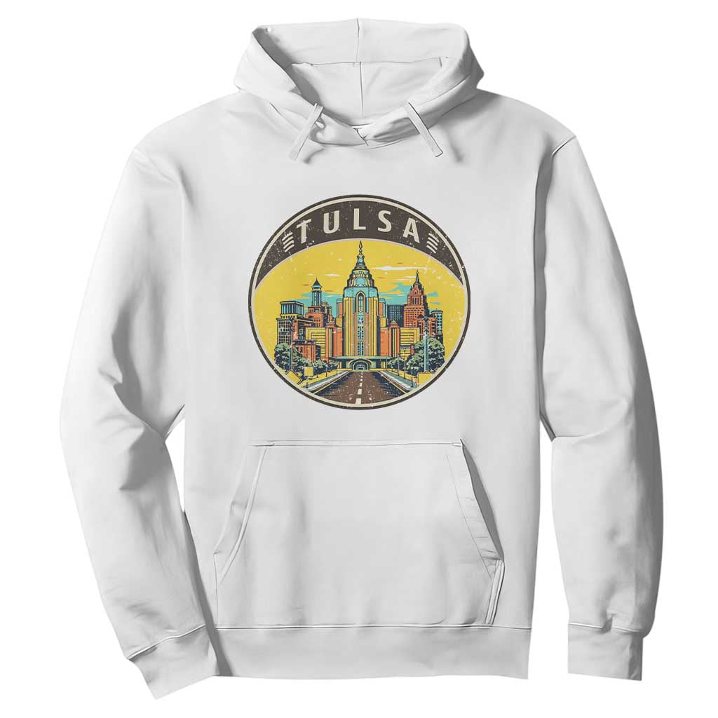 Vintage Tulsa Oklahoma Cityscape Pride Hoodie TS12 White Print Your Wear