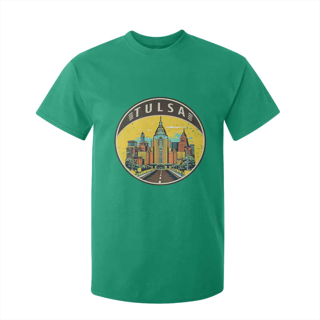Vintage Tulsa Oklahoma Cityscape Pride T Shirt For Kid TS12 Irish Green Print Your Wear