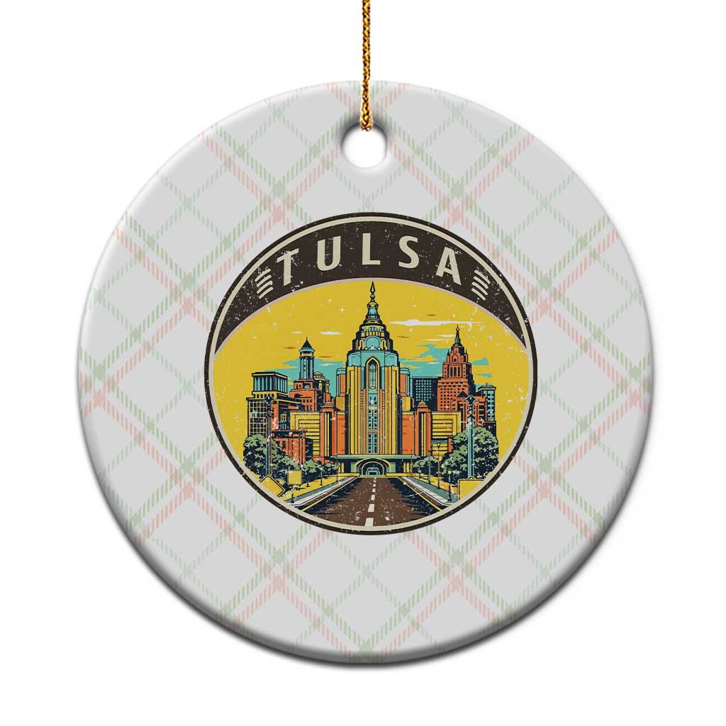 Vintage Tulsa Oklahoma Cityscape Pride Ceramic Ornament TS12 1pc Christmas Plaid Print Your Wear