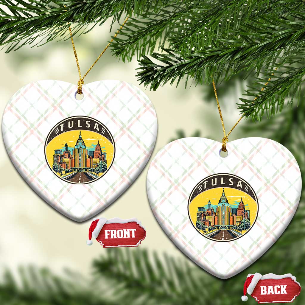 Vintage Tulsa Oklahoma Cityscape Pride Ceramic Ornament TS12 Print Your Wear