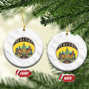 Vintage Tulsa Oklahoma Cityscape Pride Ceramic Ornament TS12 1pc White Marble Print Your Wear
