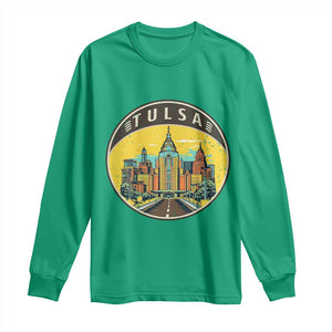 Vintage Tulsa Oklahoma Cityscape Pride Long Sleeve Shirt TS12 Irish Green Print Your Wear