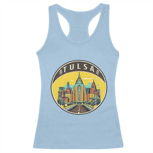 Vintage Tulsa Oklahoma Cityscape Pride Racerback Tank Top TS12 Light Blue Print Your Wear