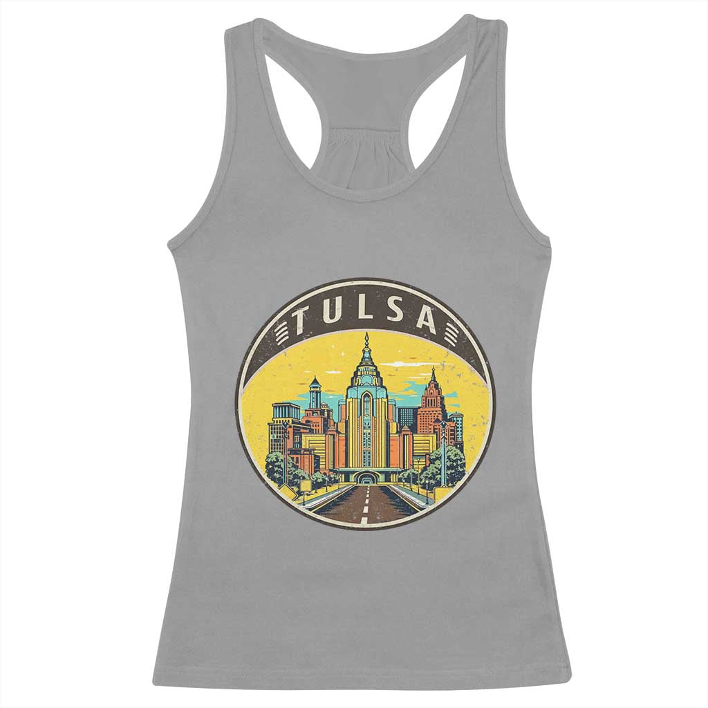 Vintage Tulsa Oklahoma Cityscape Pride Racerback Tank Top TS12 Sport Gray Print Your Wear