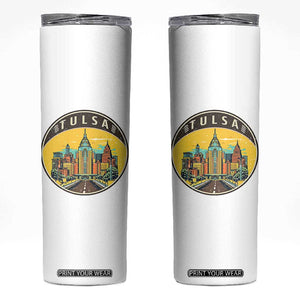 Vintage Tulsa Oklahoma Cityscape Pride Skinny Tumbler TS12 White Print Your Wear
