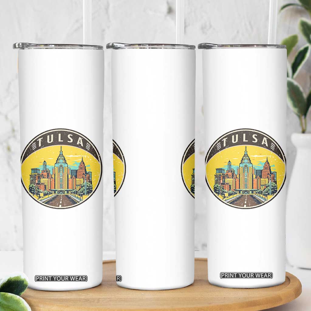 Vintage Tulsa Oklahoma Cityscape Pride Skinny Tumbler TS12 Print Your Wear