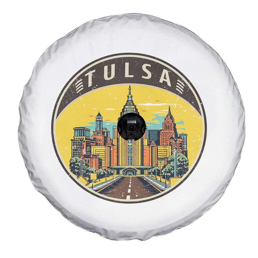 Vintage Tulsa Oklahoma Cityscape Pride Spare Tire Cover TS12 Print Your Wear