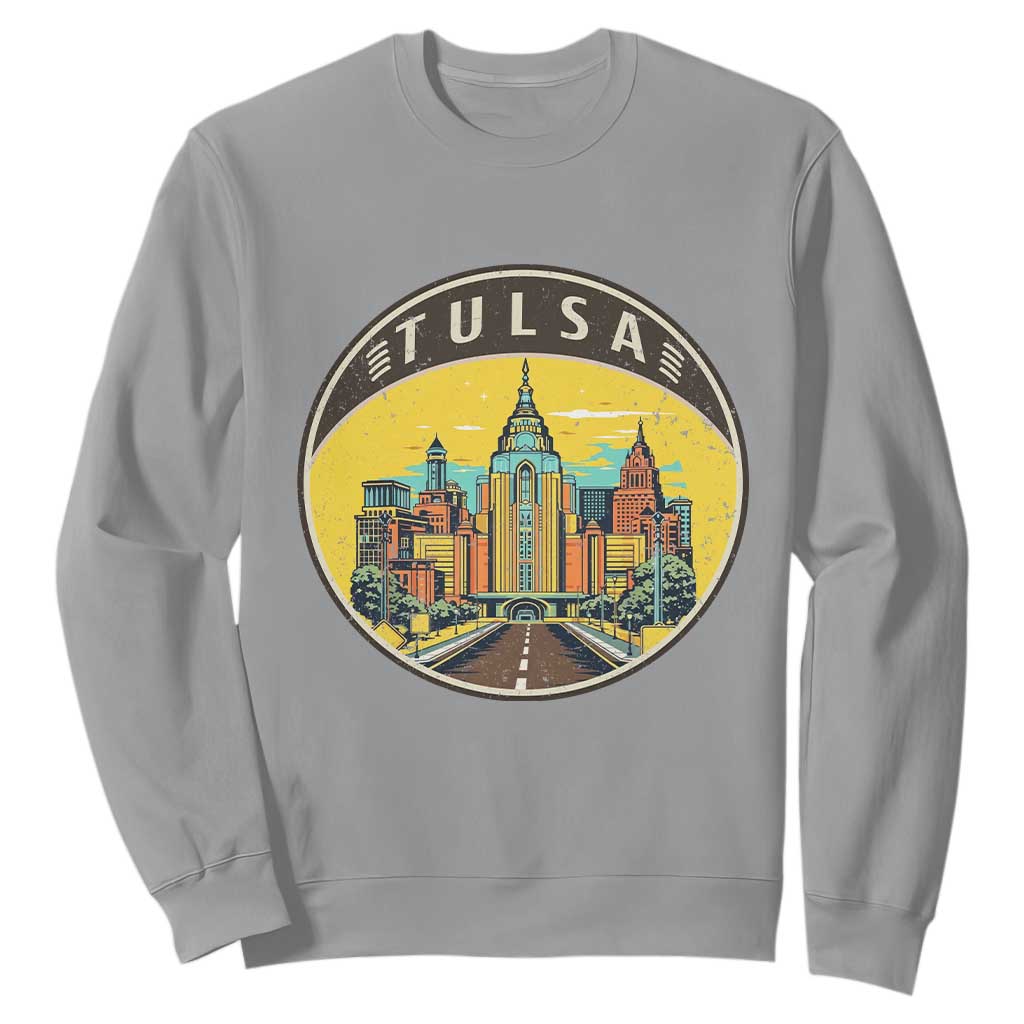 Vintage Tulsa Oklahoma Cityscape Pride Sweatshirt TS12 Sport Gray Print Your Wear