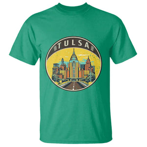 Vintage Tulsa Oklahoma Cityscape Pride T Shirt TS12 Irish Green Print Your Wear