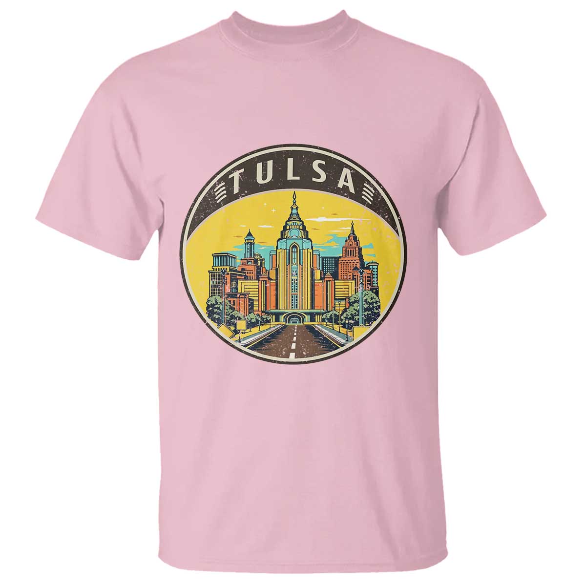 Vintage Tulsa Oklahoma Cityscape Pride T Shirt TS12 Light Pink Print Your Wear