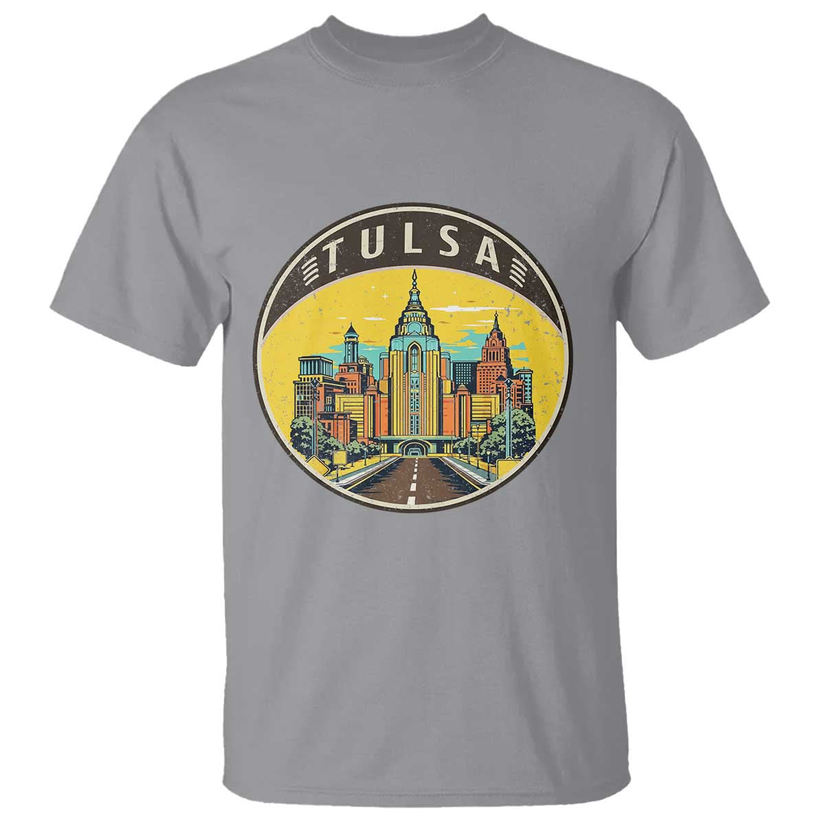 Vintage Tulsa Oklahoma Cityscape Pride T Shirt TS12 Sport Gray Print Your Wear
