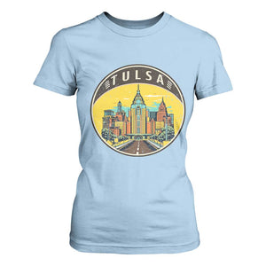 Vintage Tulsa Oklahoma Cityscape Pride T Shirt For Women TS12 Light Blue Print Your Wear