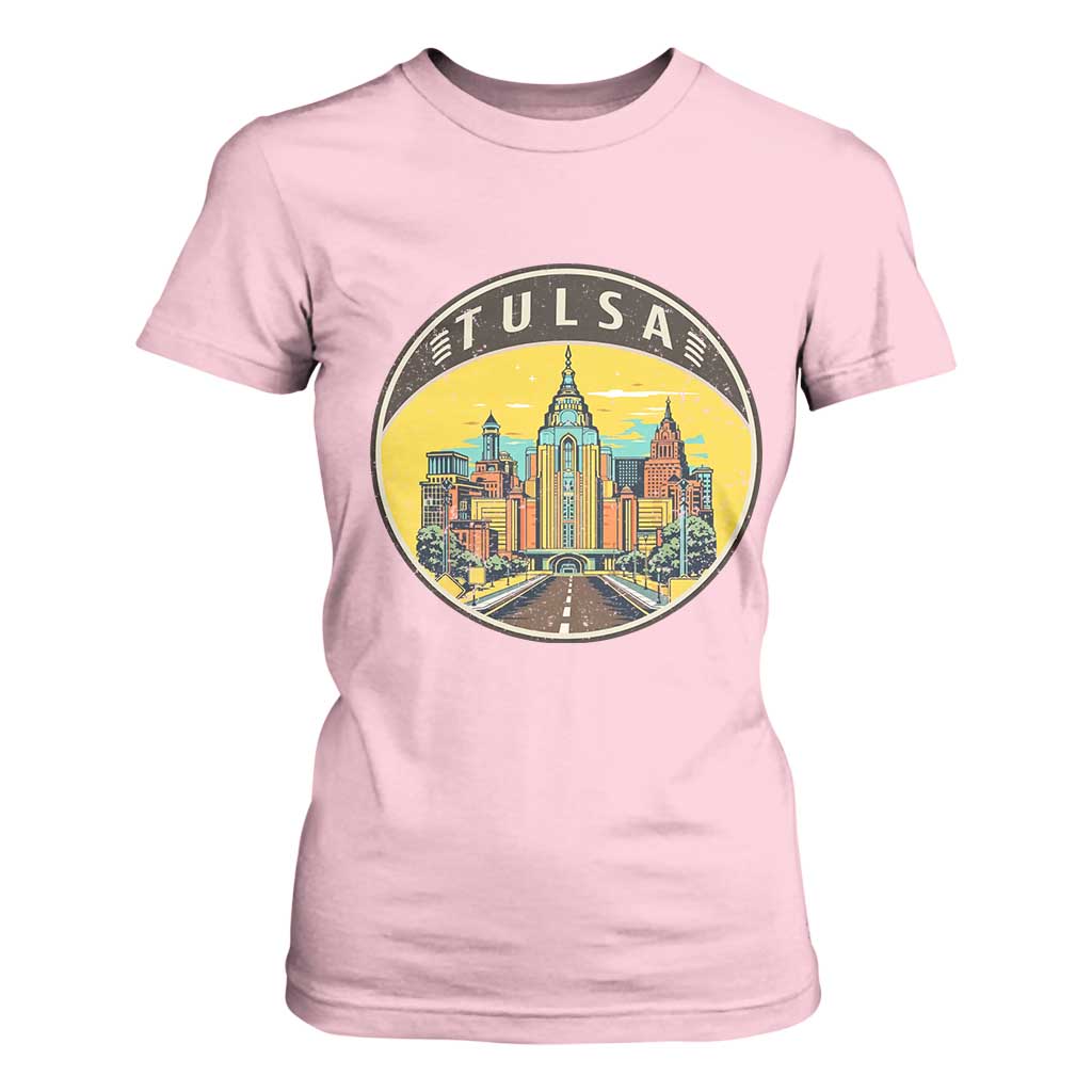 Vintage Tulsa Oklahoma Cityscape Pride T Shirt For Women TS12 Light Pink Print Your Wear